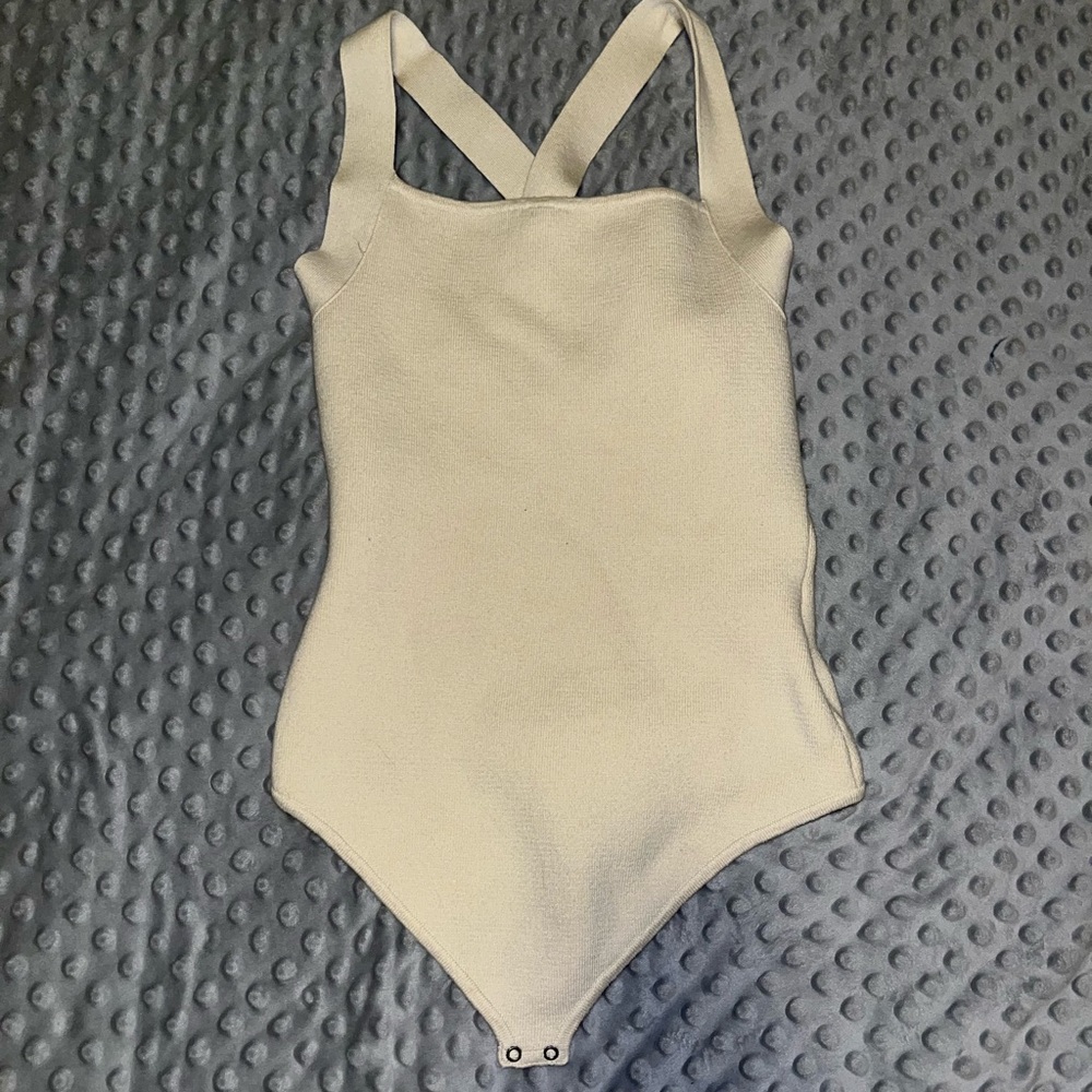 Abercrombie and Fitch; cream; cross-back: sweater; body suit; tried on once